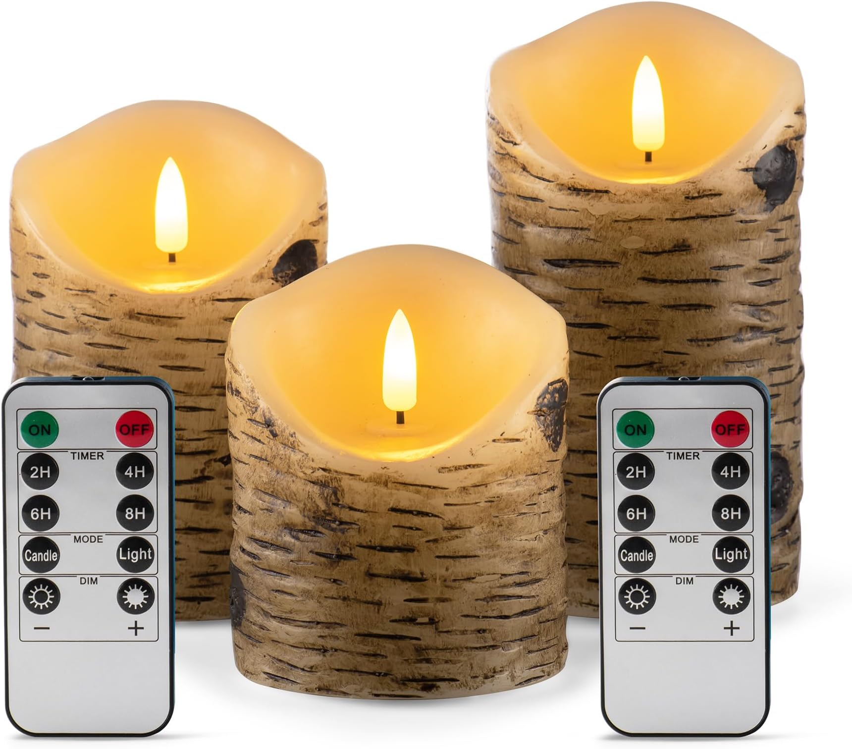 Vinkor Flameless Candles Flickering Candles Birch Bark Set