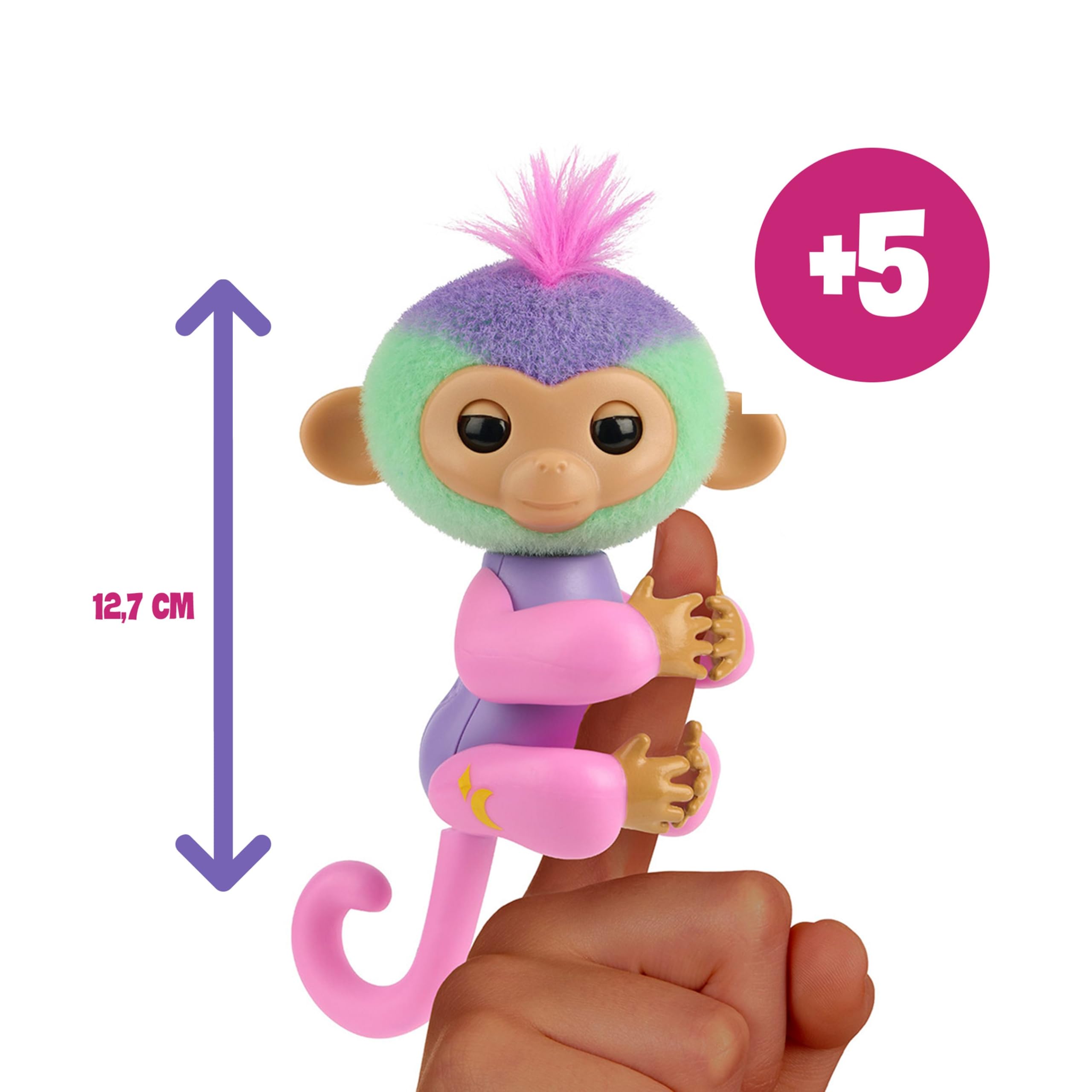 Bizak Fingerlings Magiczne kolory Norah, interaktywne zwierzę interaktywne wielokolorowe z +70 dźwiękami i ruchem, reaguje na dotyk, trzyma palec, zabawka dla dzieci od 3 lat, (61853181-2)