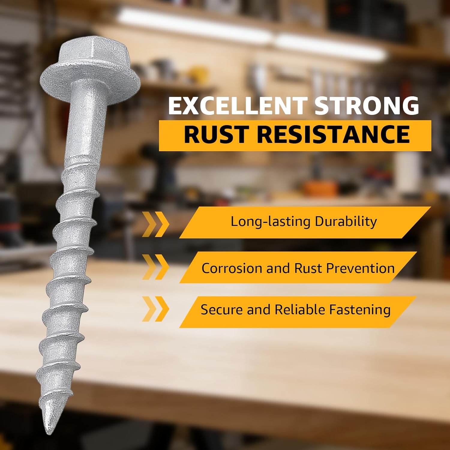 Connector Screws #9 x 1-1/2" Heavy-Duty Joist Hanger Screws 1/4" Hex Head Wood Screws 0.370" Dia Deck Screw Replacement for 9112R100 10D Nails Includes Tool Sockets 200-Qty