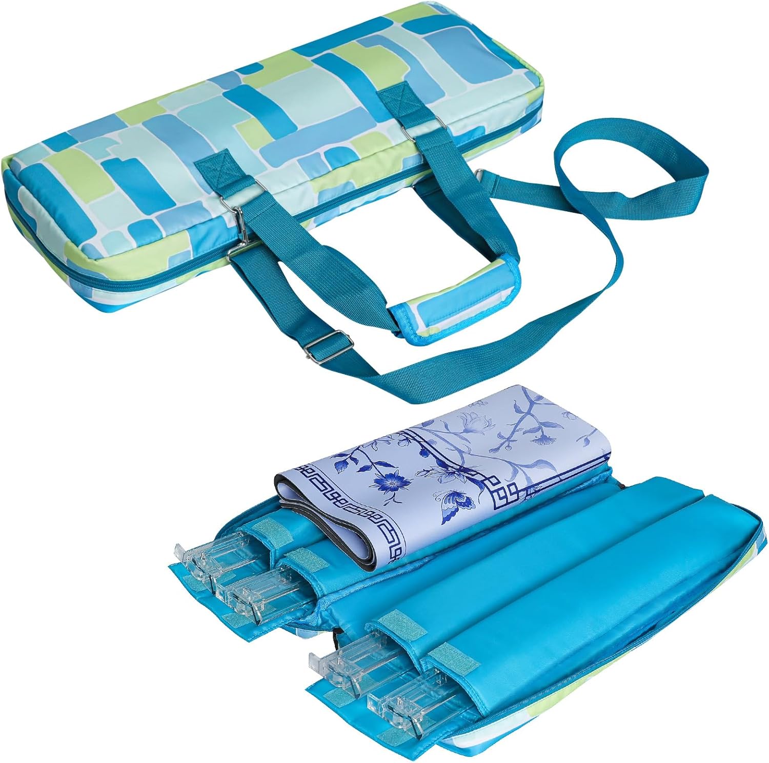 Empty Mahjong Rack Bag(Blue) for Racks and Mats, Storage Bag Fits Most Types of Racks, Mahjong Accessory