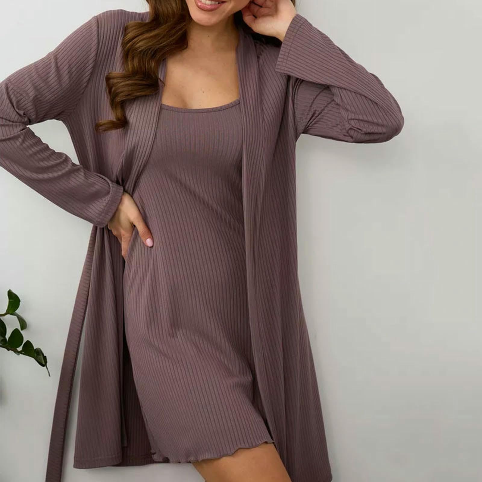 Camicia Notte Donna Nightdress Autunno E Abito Due Pezzi Set per Il Pigiama dei Vestiti da Casa da Donna-nero-2xl