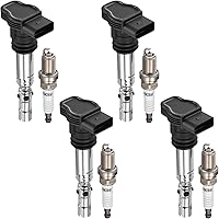 Vista 26 de BDFHYK Paquete de bobina de encendido UF716 y bujías de iridio LFER7BHX compatibles con Audi A3 A4 A5 A6 Q5 Q7 S3 S4 TT Volkswagen Beetle Golf