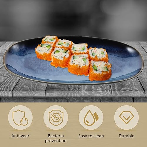 Miniatura 2 de Cabilock Plato de sushi para servir, platos ovalados de sushi de estilo japonés, bandeja de cerámica para servir pescado para el hogar, restaurante,