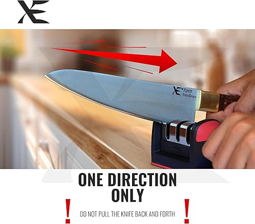 Miniatura 7 de XE - Afilador de cuchillos de cocina  Afiladores de cuchillos manuales de 3 etapas para afilar cuchillos para el hogar y el restaurante, piedra de