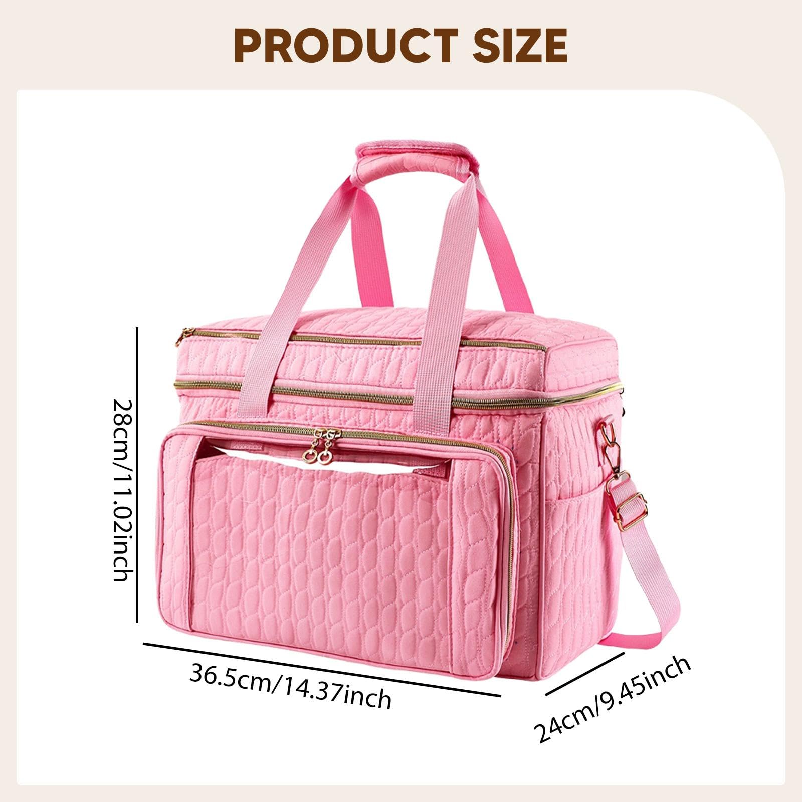 Bolsa para Bolsa para Organizar Estambre Estuche para Ganchillos Bolso de Tejer con Múltiples Bolsillos Tela Resistente Adecuada para Manualidad, Rosa, Individual