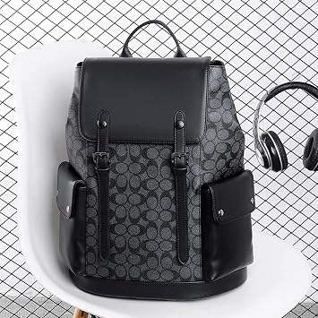 Black backpack Laptop Backpack College School Bag Bookbags for Women&Men Leather Rucksack Water Resistant School Backpack Daypacks Computer Bag Fits 15.6 inch (Color : Black-c)