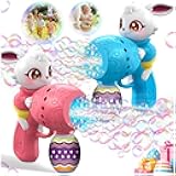 Easter Bubble Guns for Toddlers & Kids: Easter Basket Stuffers 2-Pack Bunny & Egg Themed - Leak-Proof Bubble Blaster Toys with Refill Solution - Perfect for Easter Egg Hunt & Outdoor Party