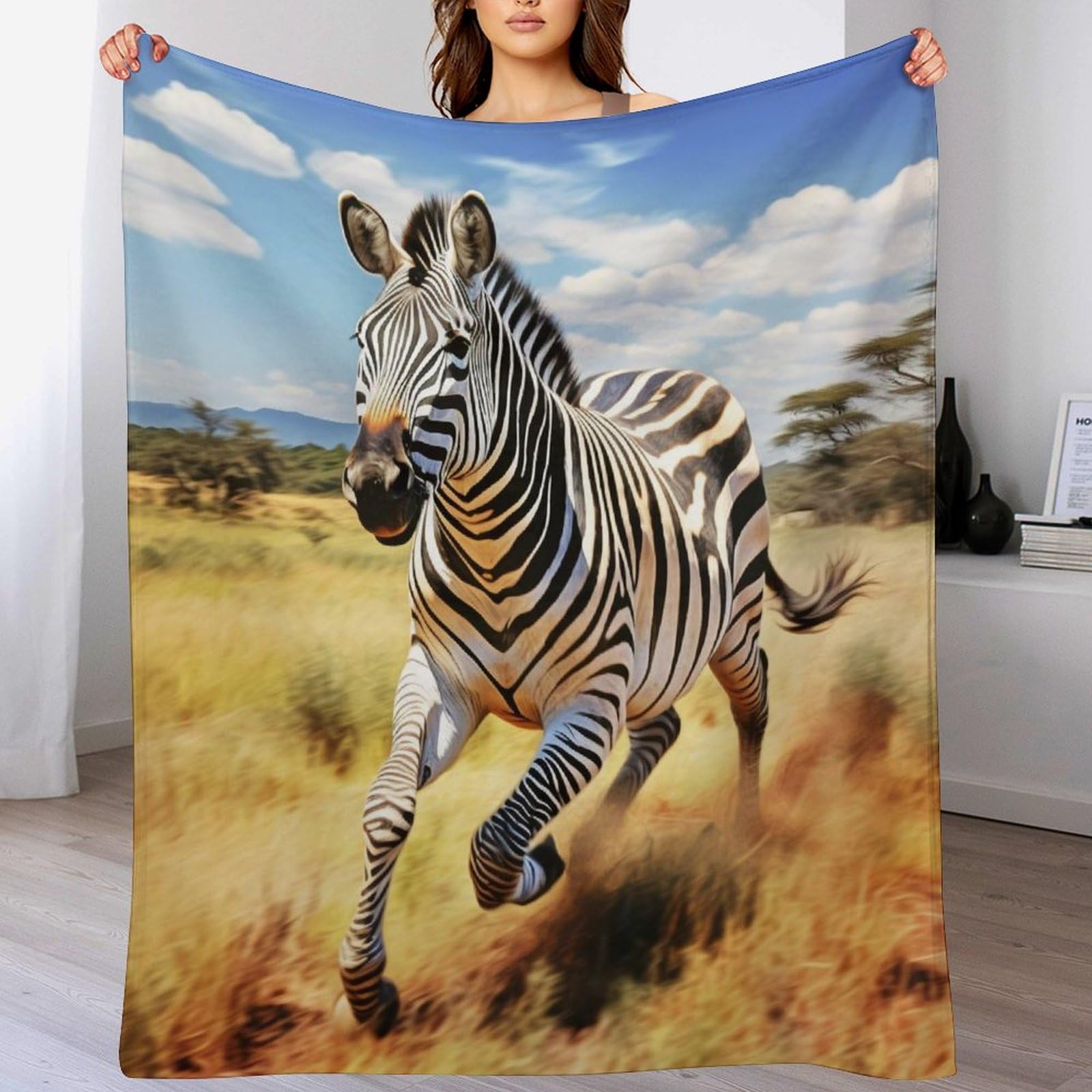 Couverture polaire zèbre pour canapé et soirées chaudes en hiver
