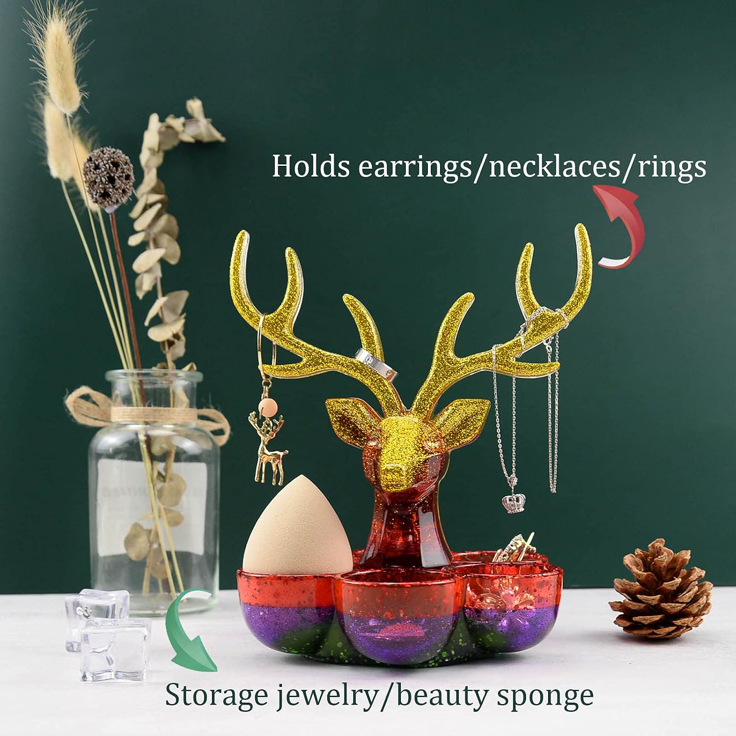 Epoxy Resin Molds Silicone for Jewelry Display, Antler Jewelry Holder Silicone Resin Molds, Christmas Resin Molds for Jewelry Orgnaizer, Candy Storage, Home Decoration
