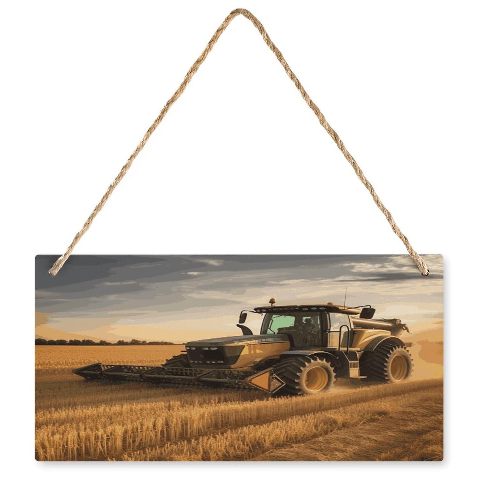 Fodpand Style Farm Tractor Harvest Wall Art Wooden Hanging Sign Decor, Artwork For Wall Decoration, Funny Plaque For Bedroom Kitchen Living Room Home Decoration 9.8 X 4.9 Inch