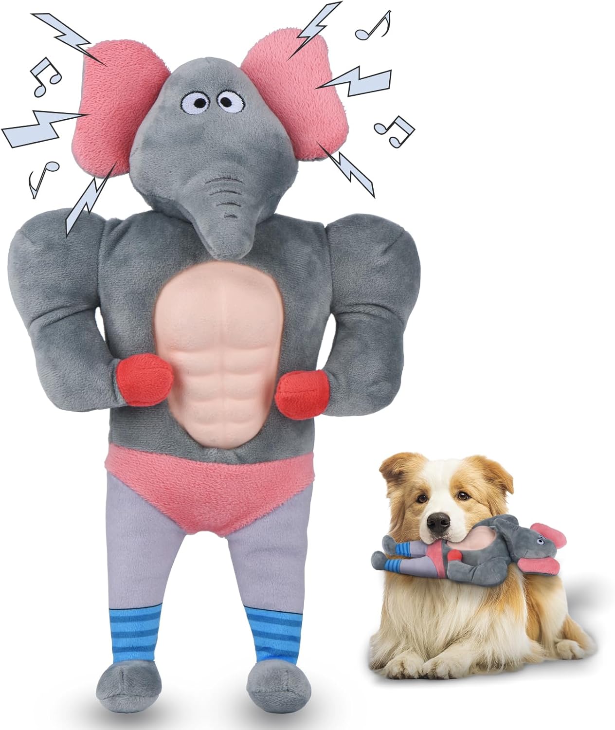 Squeaky Dog Toys, Plush Stuffed Large Dog Toy with Crinkle Paper, Teeth Cleaning Toys for Samll to Large Dogs