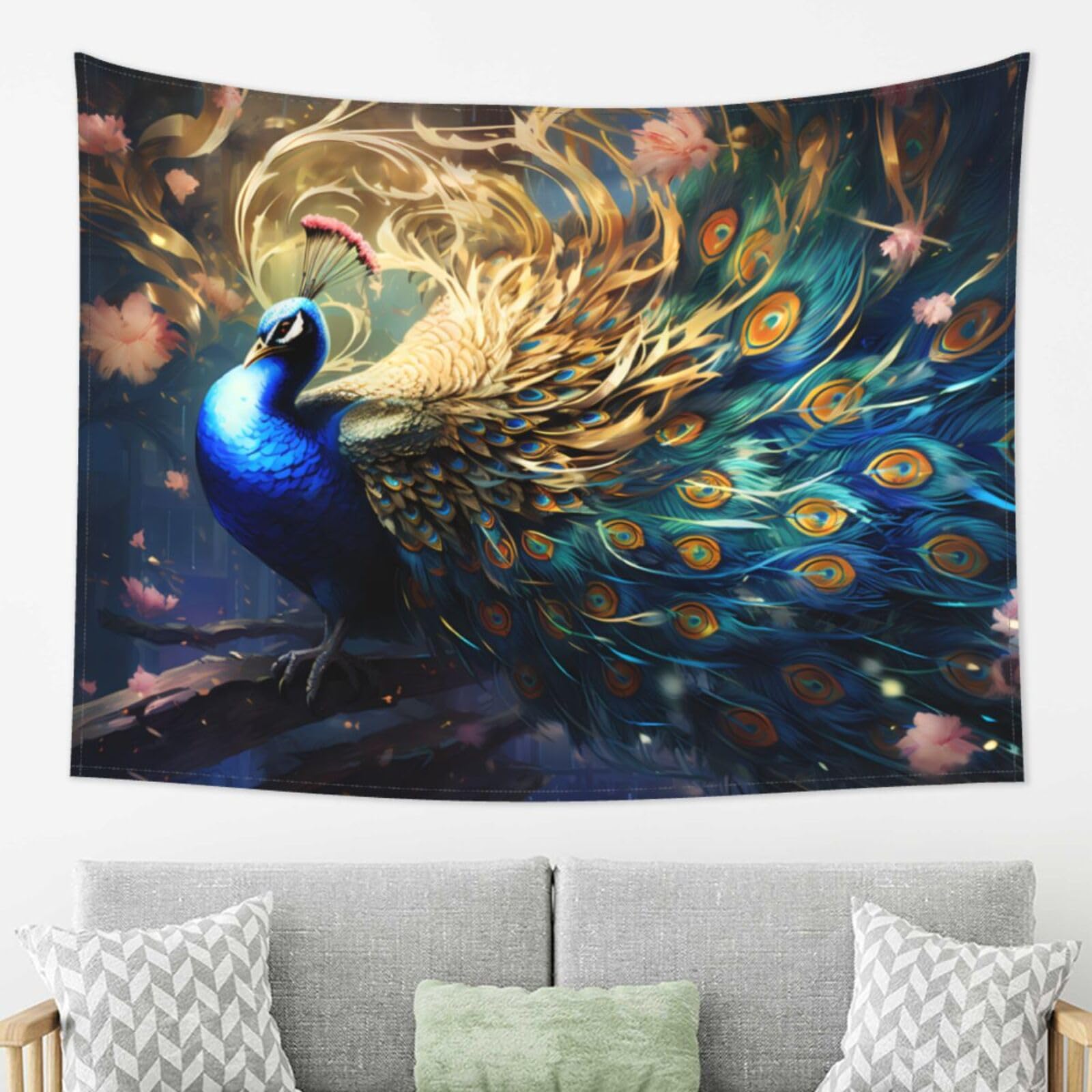 Yyhhaofa Wall Decoration Tapestry 80X60in Suitable For Wall Hanging, Indoor Decorations Peacock Prints