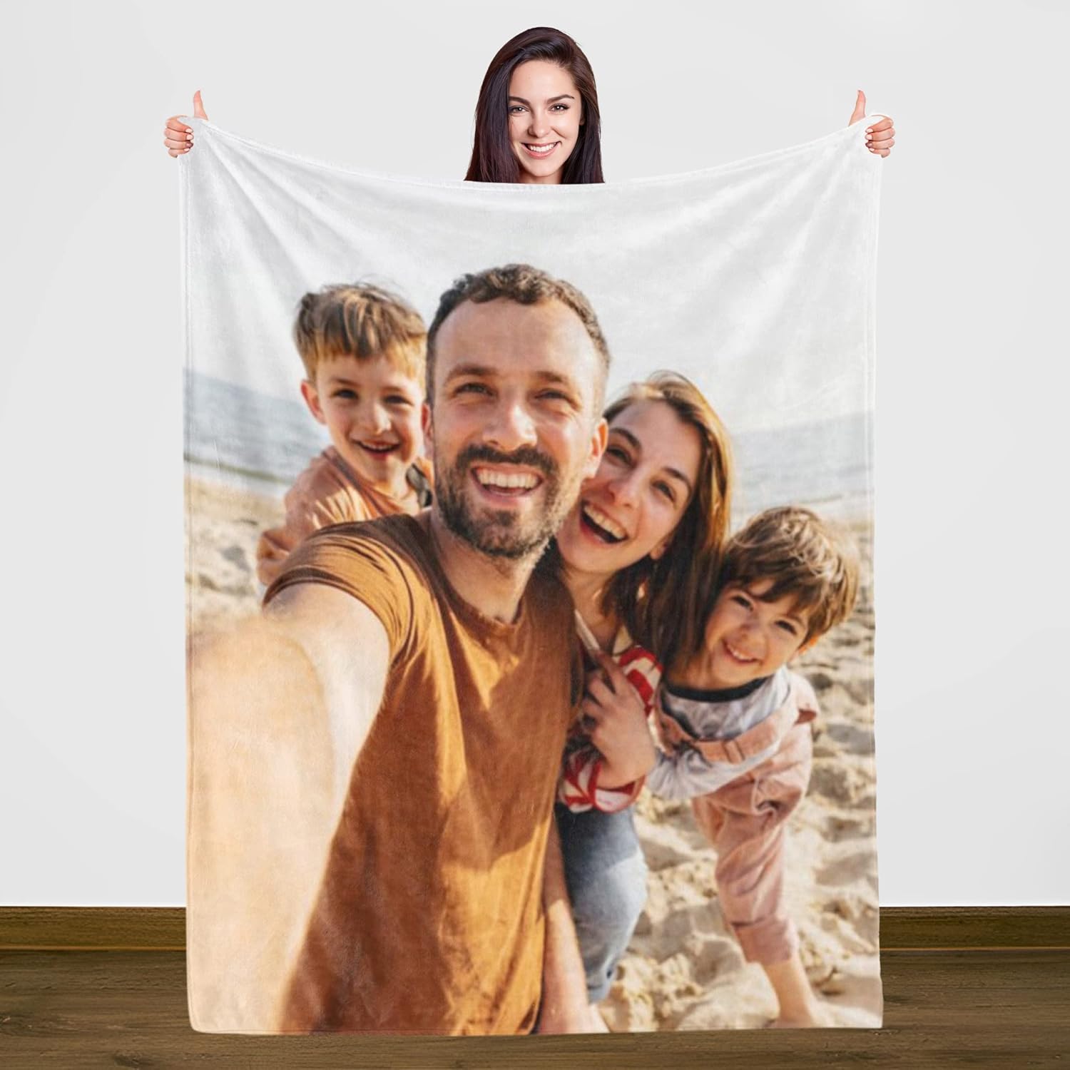 Custom Blanket with Photo Text Collage Personalized Picture Blankets Throw Blanket, Memorial Customized Gifts for Mom, Dad, Family, Friends, Couples, Pets