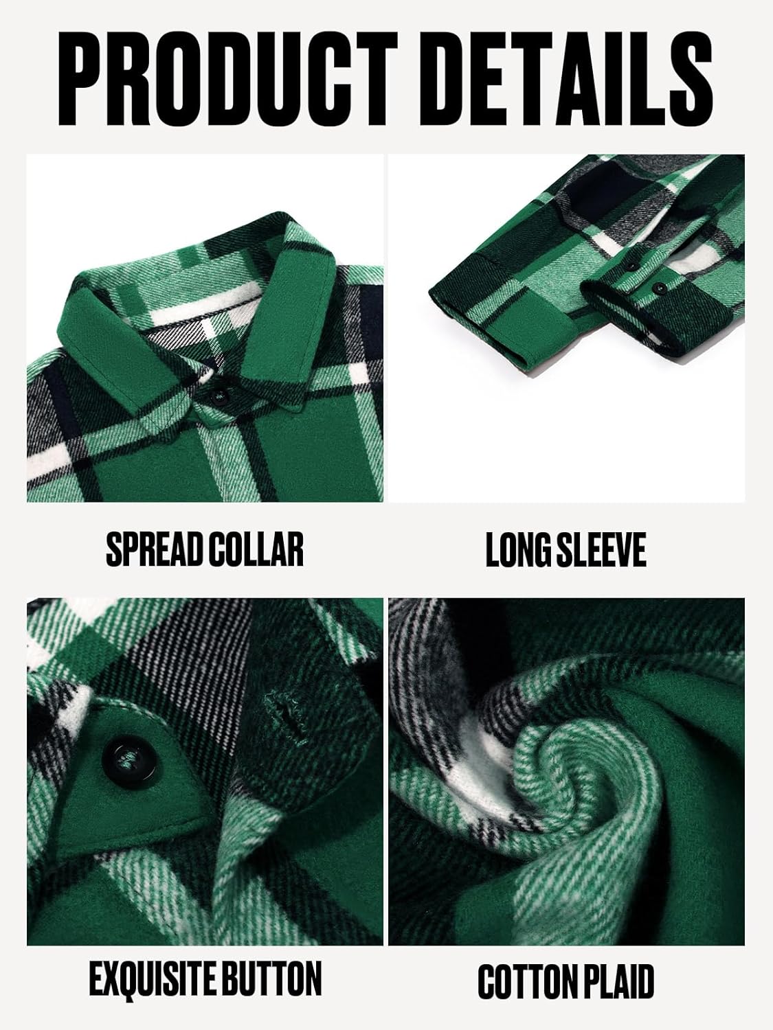 Yousify Mens Flannel Shirts Button Down Long Sleeve Cotton Plaid Shirt Jacket Casual Fall Shackets with Pockets - Image 6