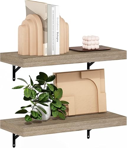 Miniatura 23 de Furinno Rossi - Estantes flotantes triangulares para pared, juego de 3 estantes geométricos de esquina, estantes montados en la pared para baño,