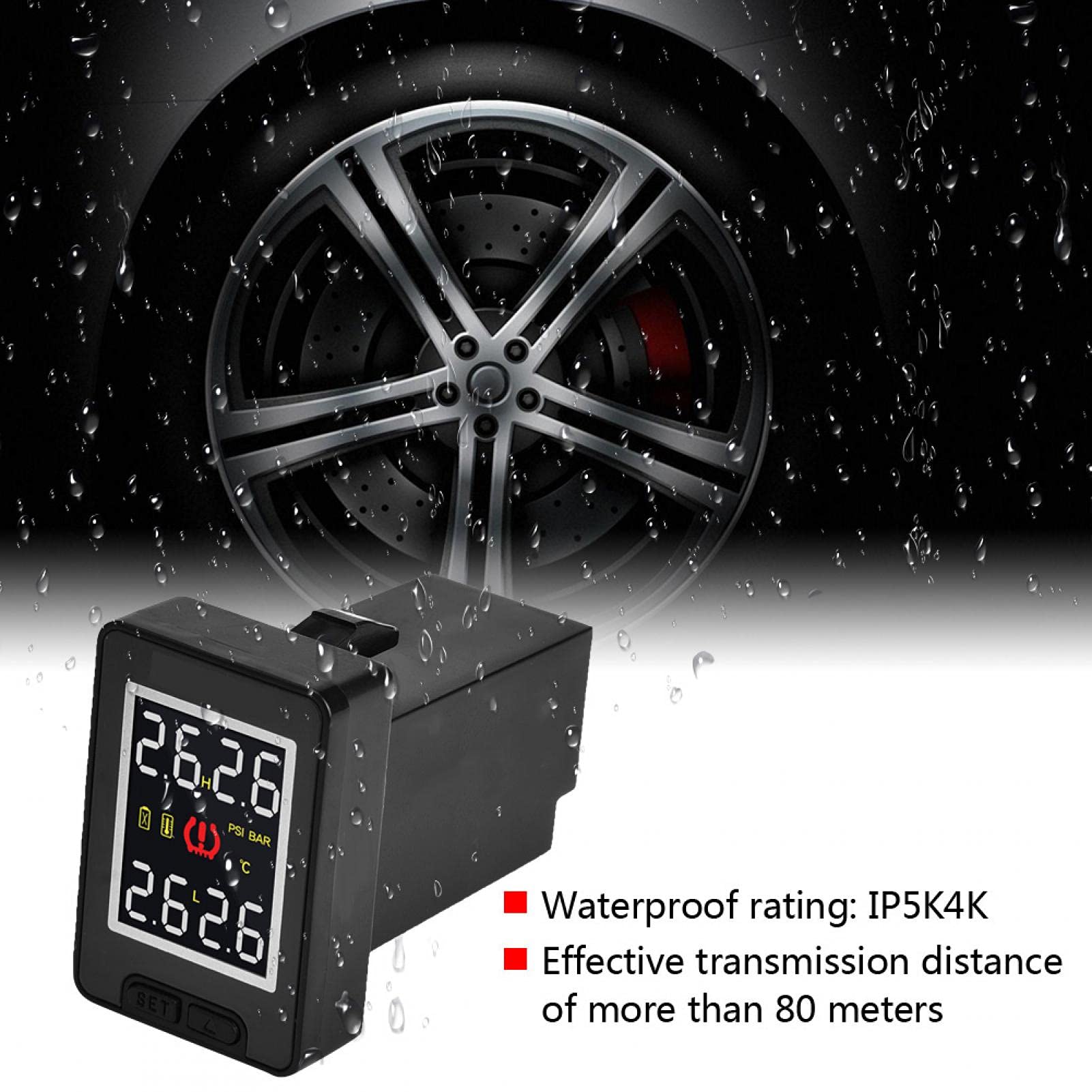 Système de Surveillance Tpms de Voiture, Système de Surveillance de la Pression des Pneus de Voiture TPMS avec 4 Capteurs Internes