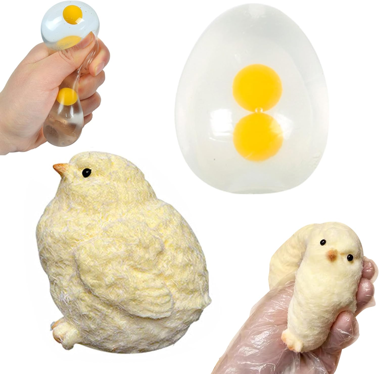 2 Stück Küken Taba Squishy - Dehnbare Hühner Stressbälle Für Kinder & Erwachsene