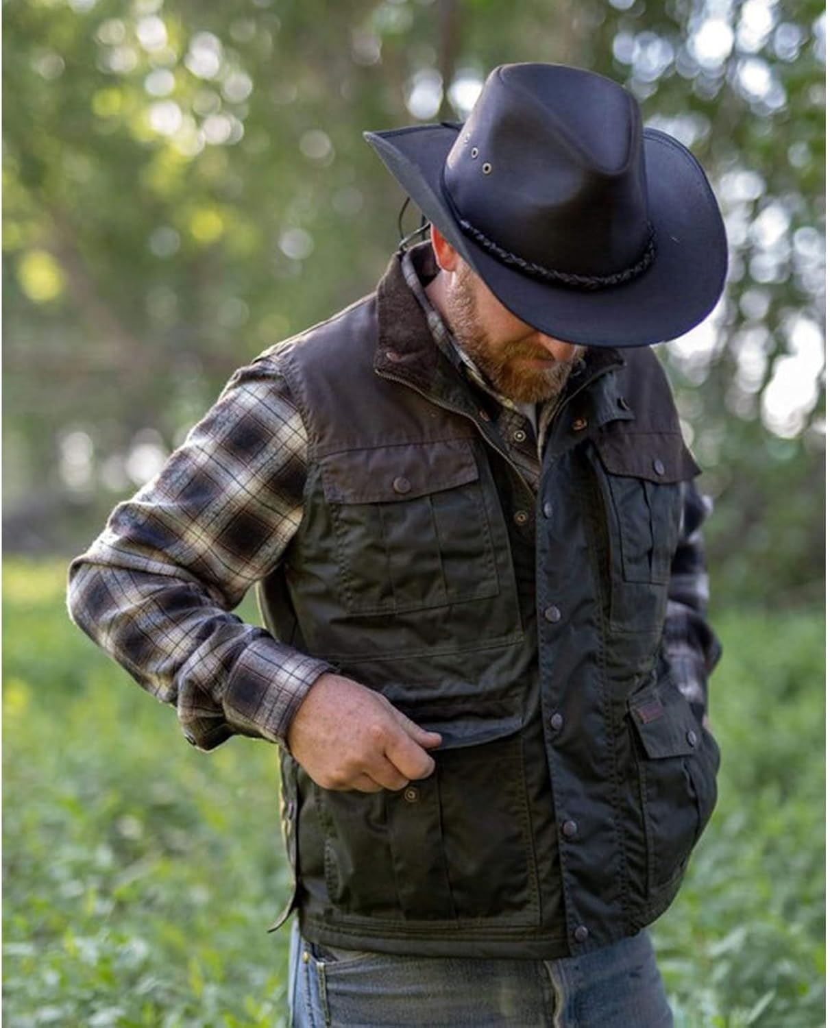 OUTBACK TRADING Men's Brant Breathable Waterproof Oilskin Outerwear Casual Western Vest - Image 6