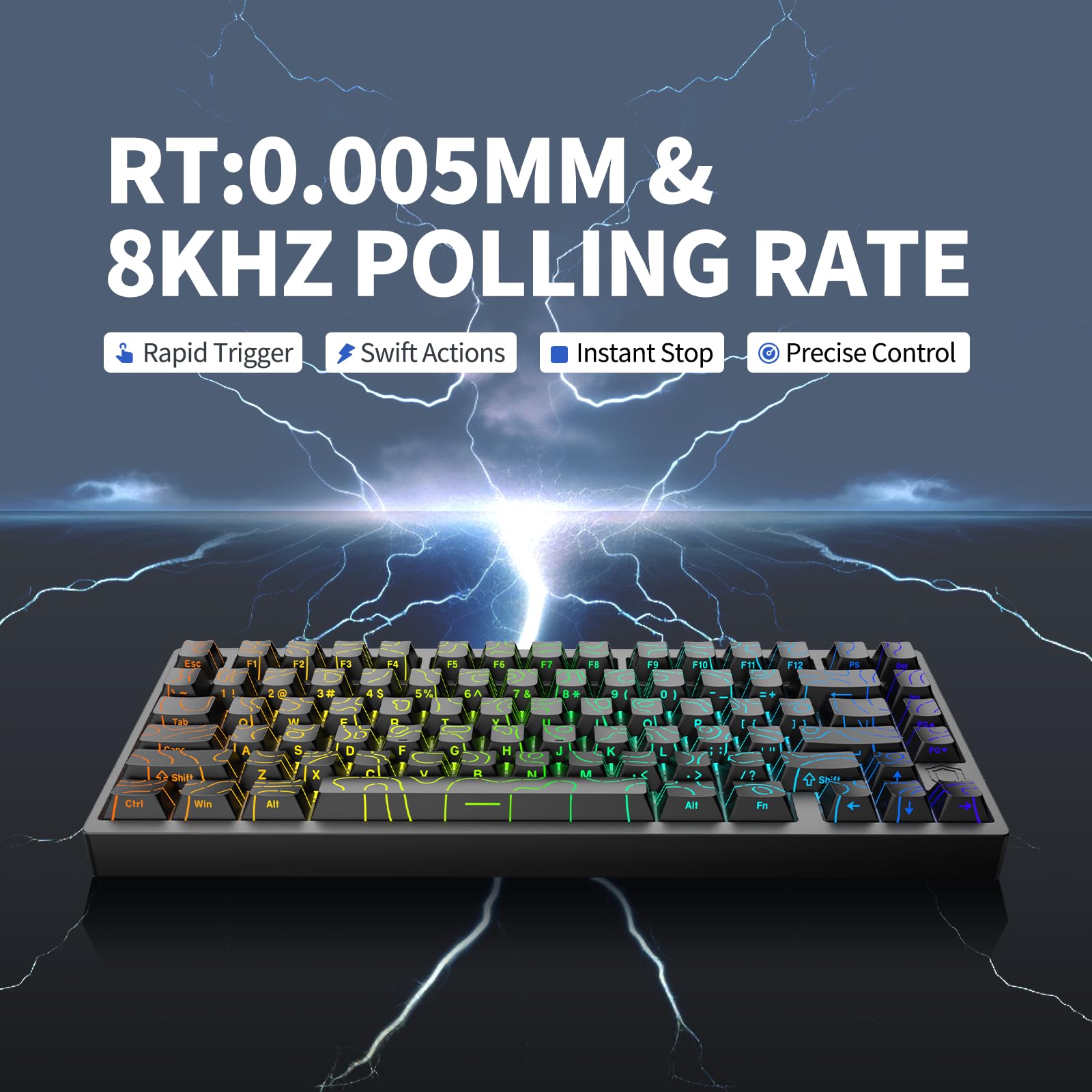 IROK MG75PRO - Tastiera meccanica con 81 tasti con interruttore magnetico, effetto Hall, 8KHZ/ARGB/CNC in alluminio, struttura con guarnizione, tastiera da gioco (nero)