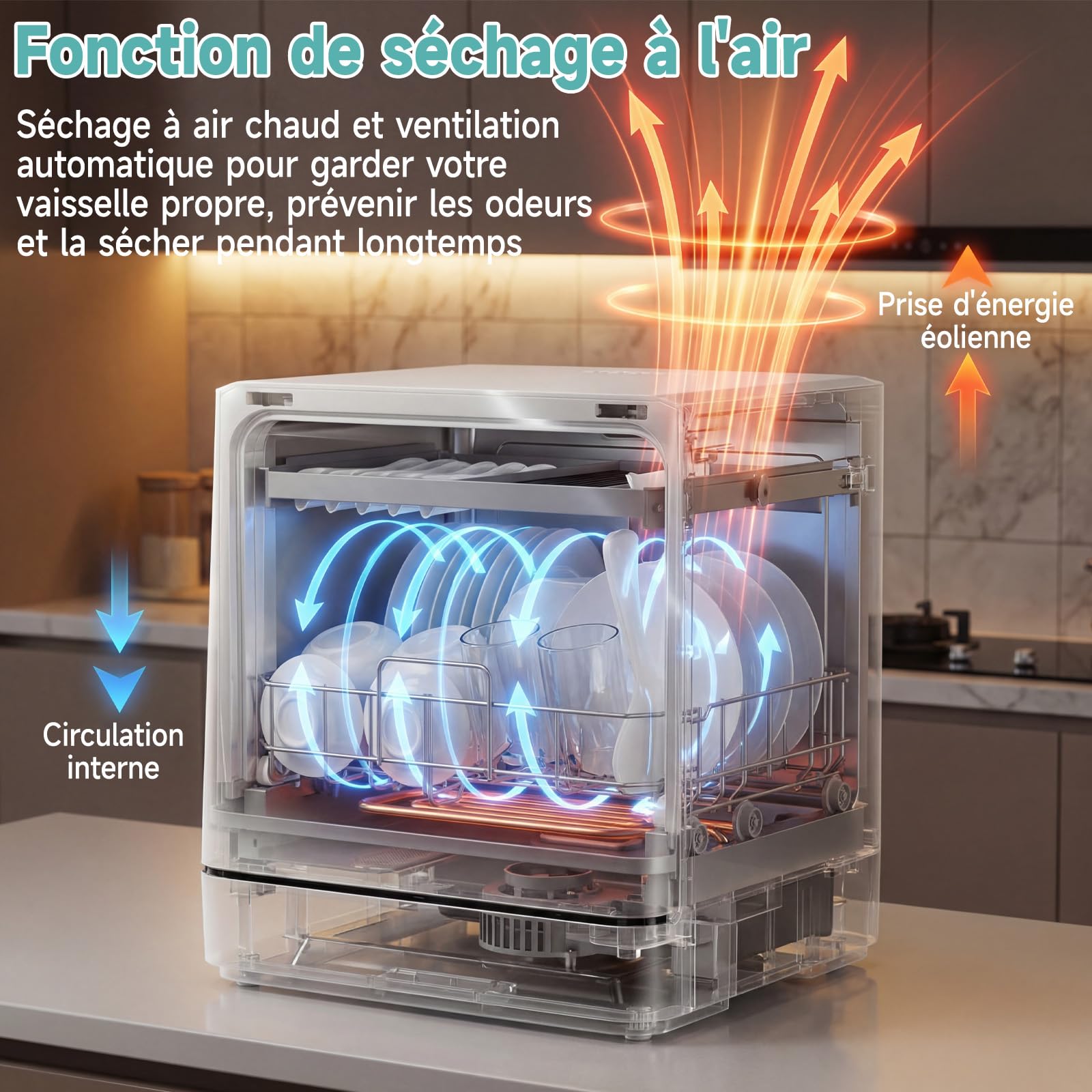 Mini lave-vaisselle 6 programmes 8 couverts 5 litres eau cuisine appartement