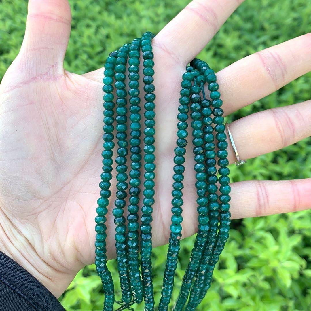Adabele 13.5 Inch Natural Emerald Green Quartz Healing Gemstone 4mm Small Faceted Rondelle Loose Beads Gem Stone Spacer (100-105pcs) for Jewelry Making GH1R-10 - Image 2
