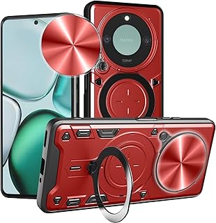 حافظة حماية من ان بلاك متوافقة مع هونر X9C بتصميم سليم مع حلقة حامل، مصنوعة من البولي يوريثين والبولي كربونات باللون الأحمر