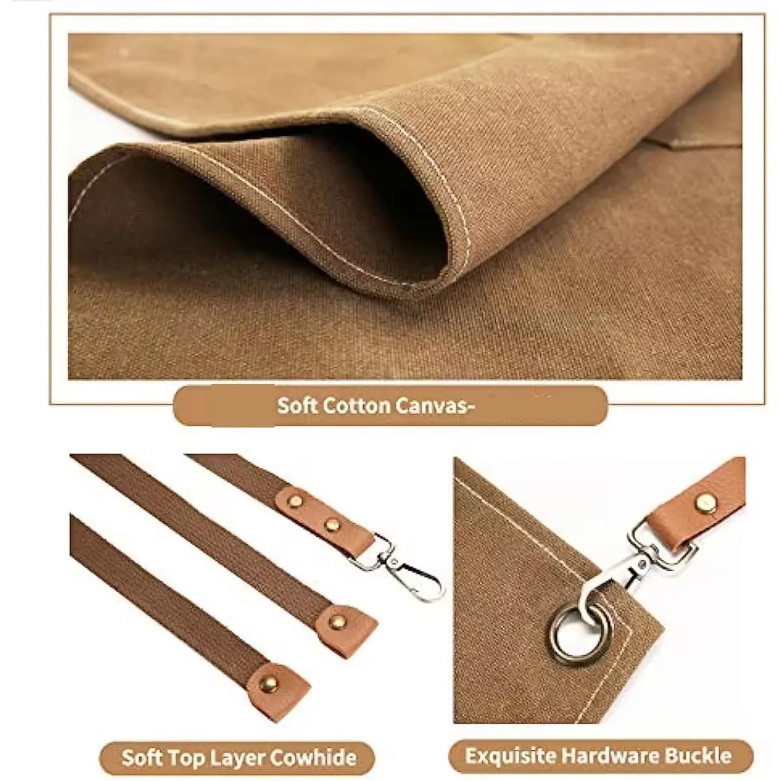 Lot de 2 tabliers travail en toile robuste for barista, chef, restaurant, jardin, barbecue, barbier, avec poches à outils pour Hommes et Femmes