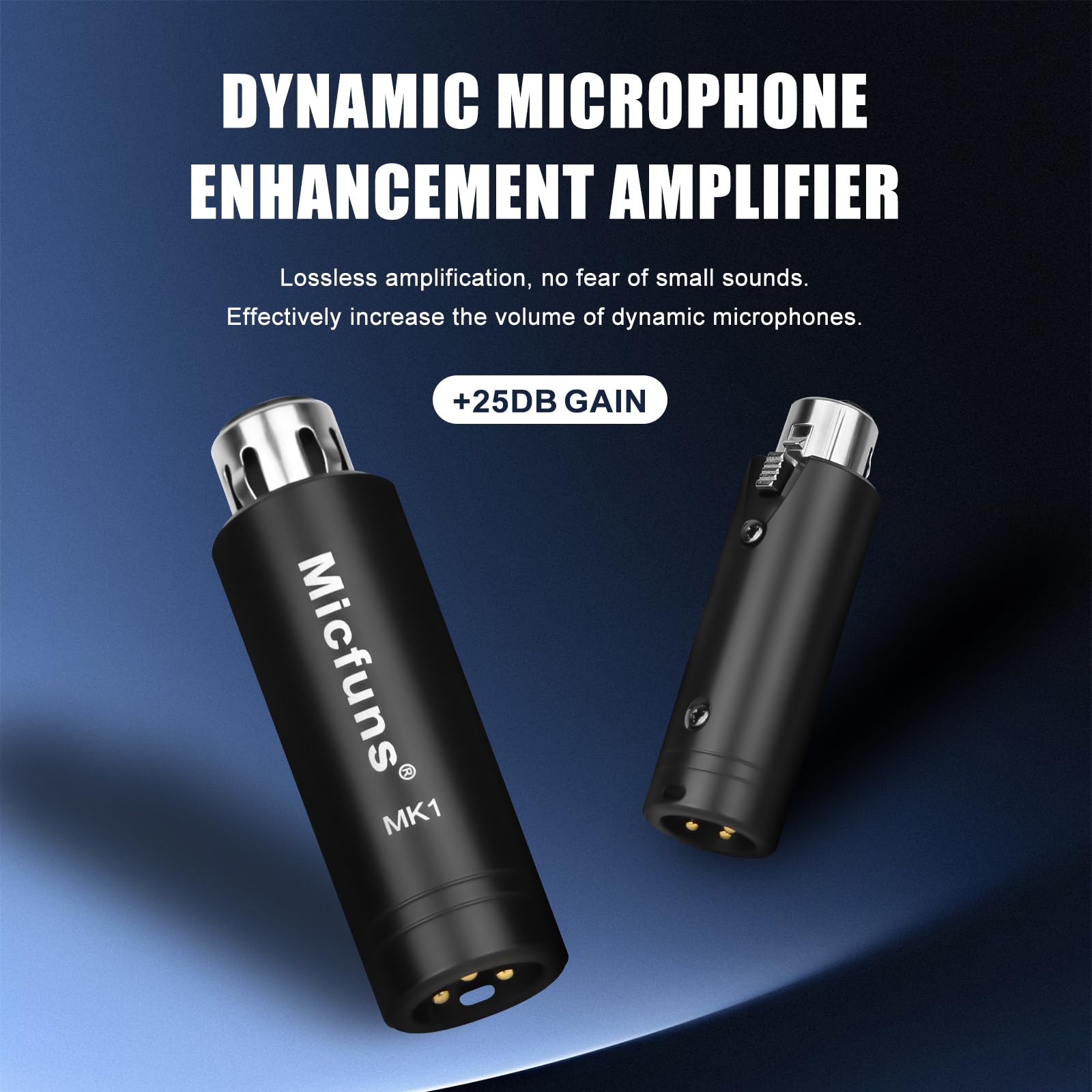 MK1 Amplificatore microfono dinamico compatto con preamplificatore di alta qualità +25DB (nero)