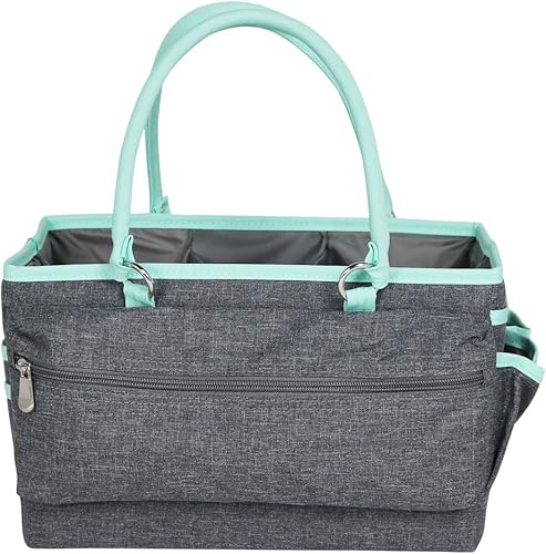 Miniatura 9 de Everything Mary Deluxe Store and Tote, gris jaspeado y verde azulado, organizador para arte, manualidades, costura y álbumes de recortes,