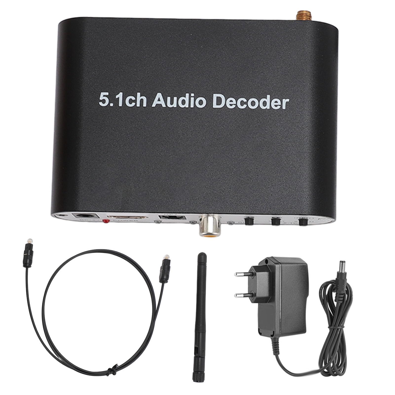 Decodificador de Sonido Digital de 5,1 Canales, Convertidor de Decodificador de Sonido óptico SPDIF 100-240V Plug and Play para Consola de Juegos para DVD (Enchufe de la UE)