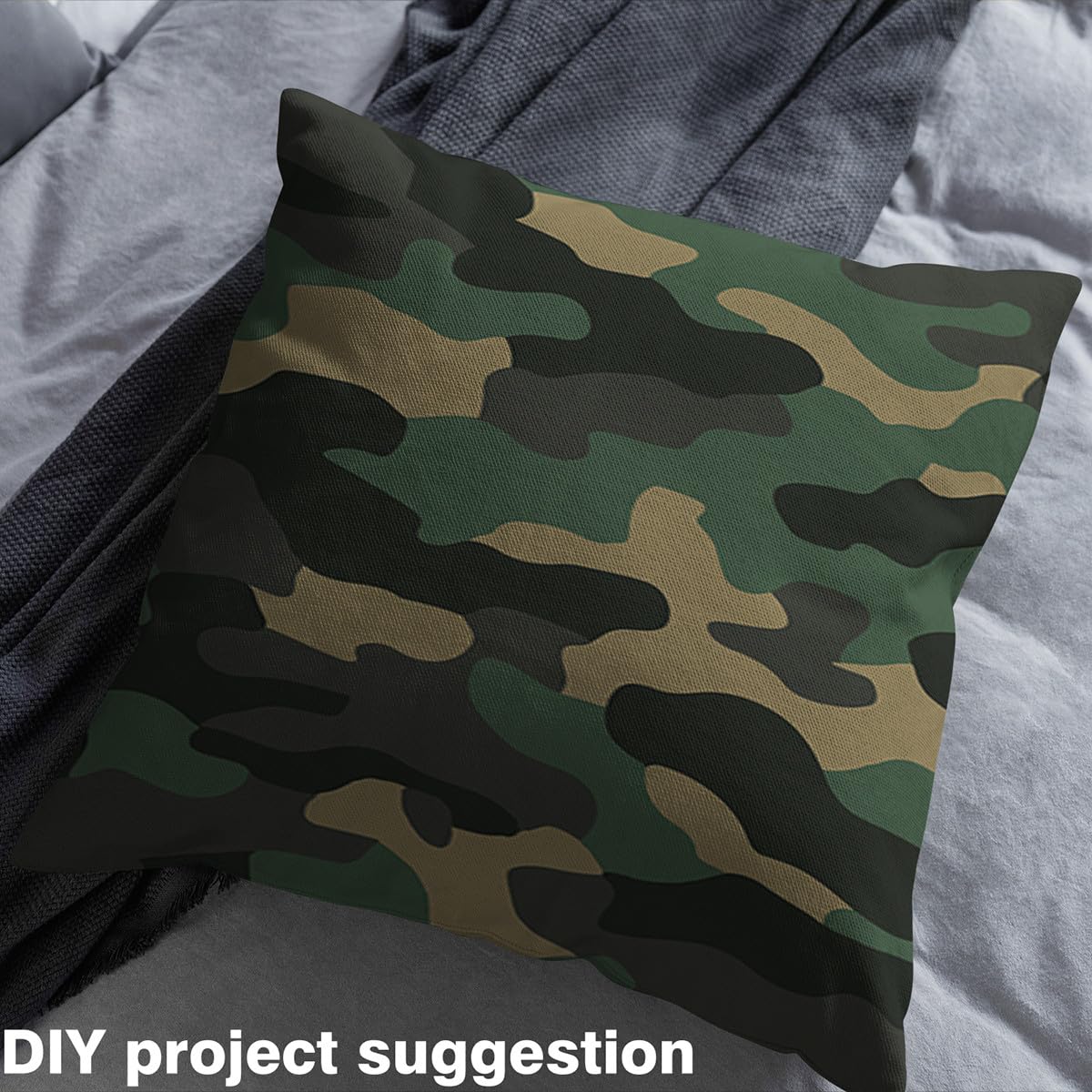 Feelyou The Yard, Camouflage-Polsterstoff für Stühle, dekorativer wasserdichter Outdoor-Stoff, 4,5 m, Grün, Grau, Schwarz