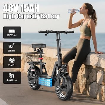 Electric Scooter for Adults, 1000W Peak Motor Electric Scooter with Seat, Up to 25 MPH 35 Miles Range, 14 Foldable E Scooter with Multiple Suspension for Commuter, Travel, Shopping