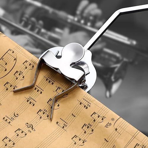 Miniatura 6 de EXCEART Clarinete titular de la música, trombón trombón clip de partitura Lyre, metal plateado, estilo moderno, llave de instrumento C