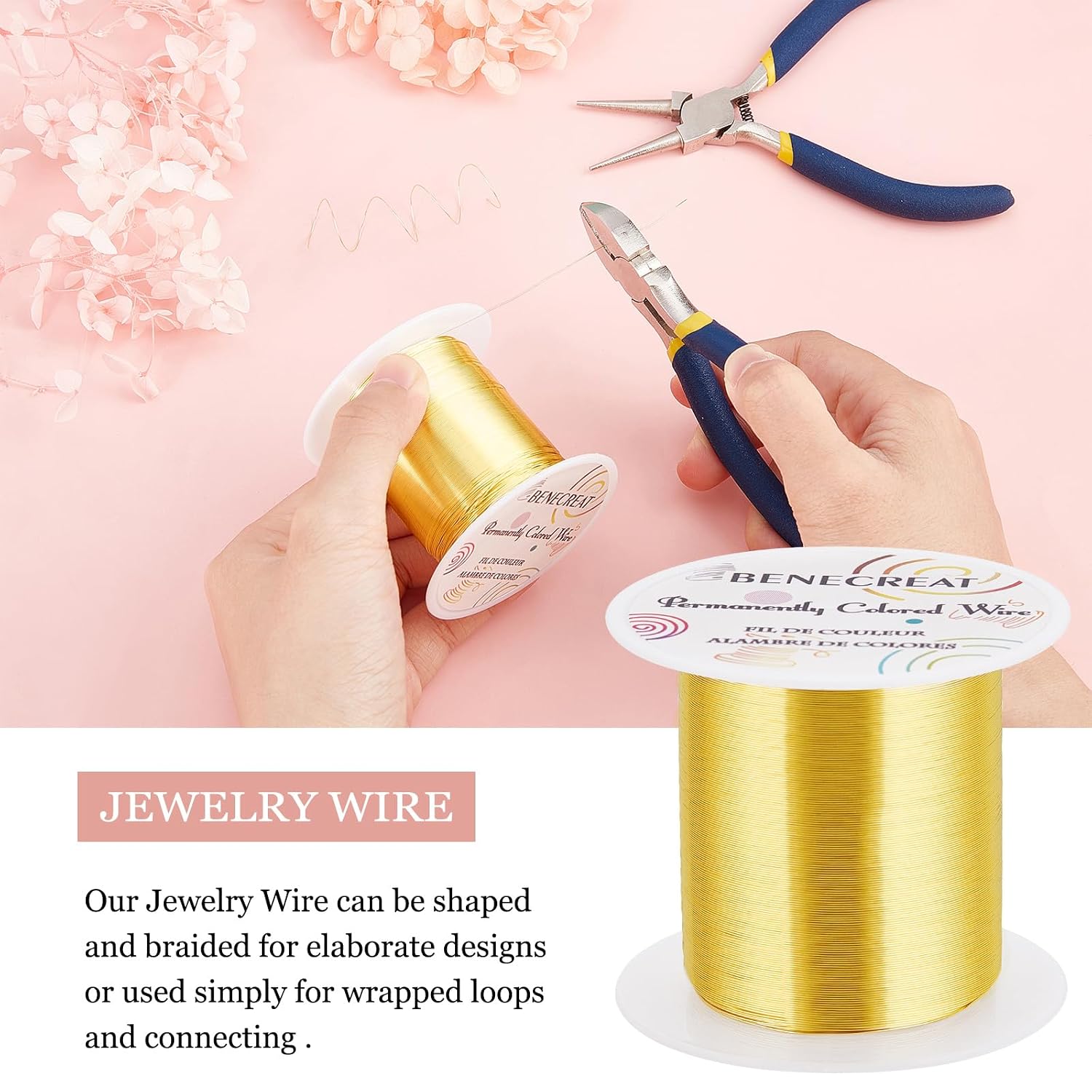 BENECREAT 28 Gauge 164 Yards Jewelry Beading Wire Light Gold Tarnish Resistant Copper Wire for Beading Wrapping and Other Jewelry Craft Making