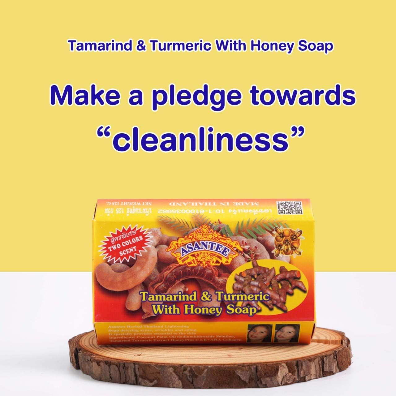 ASANTEE Tamarind and Turmeric with Honey Cleansing Soap (Pack of 3)