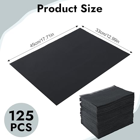 125 PCS Dental Bibs Disposable, 3 Ply Waterproof Black Patient Bibs
