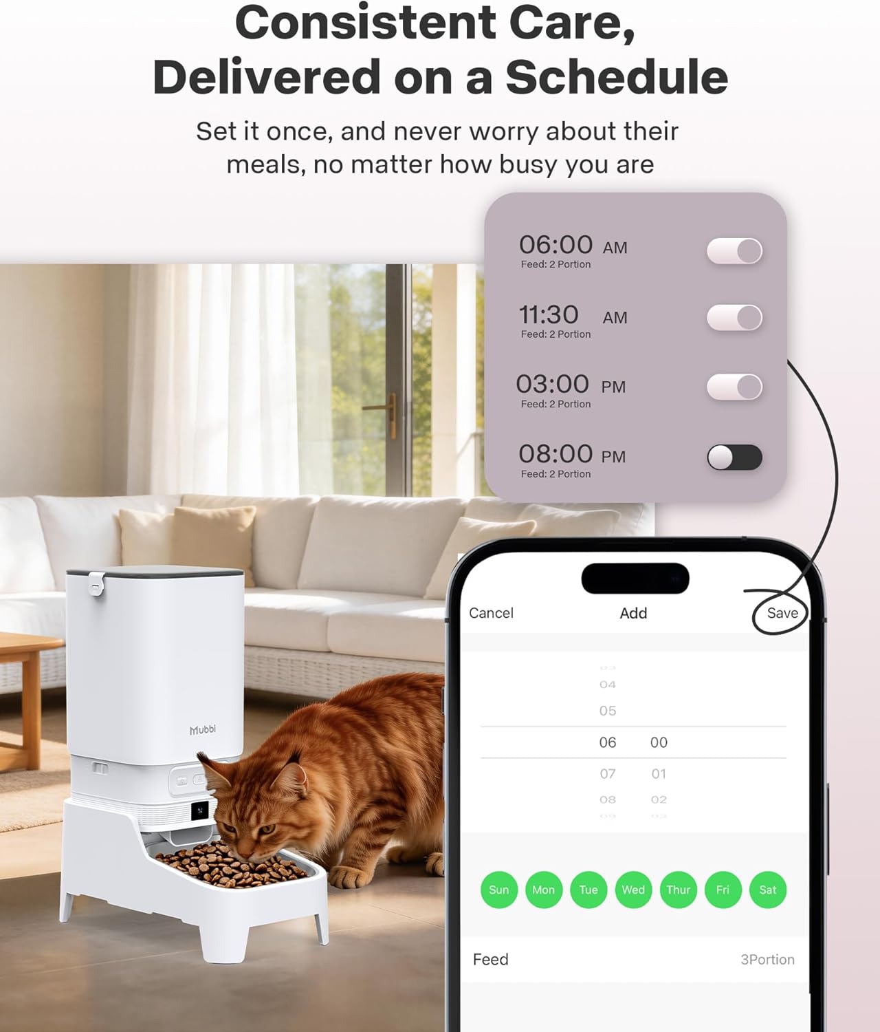 Automatic Cat Feeder with Camera - 7L/29 Cups Auto Dog Feeder with Large Food Tray & 1080P Night Vision, Elevated Bowl, 2-Way Audio, 10s Voice Recording, 5G WiFi Timed Cat Food Dispenser, 1-15 Meals