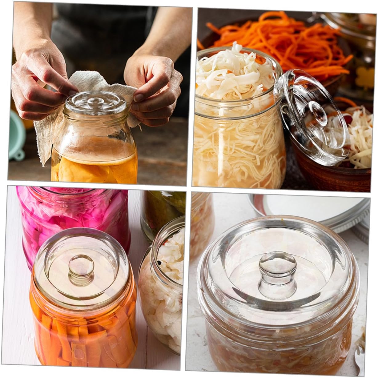 Zerodeko 6pcs Glass Fermentation Weights for Jars and Easy to Use Fermenting Weights for Sauerkraut and Fruit Wine