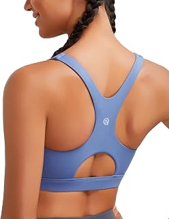 RUNNING GIRL Sports Bras for Women High Support,Racerback High Impact Grey Sports Bra Moulded Cup Workout Bra Push up