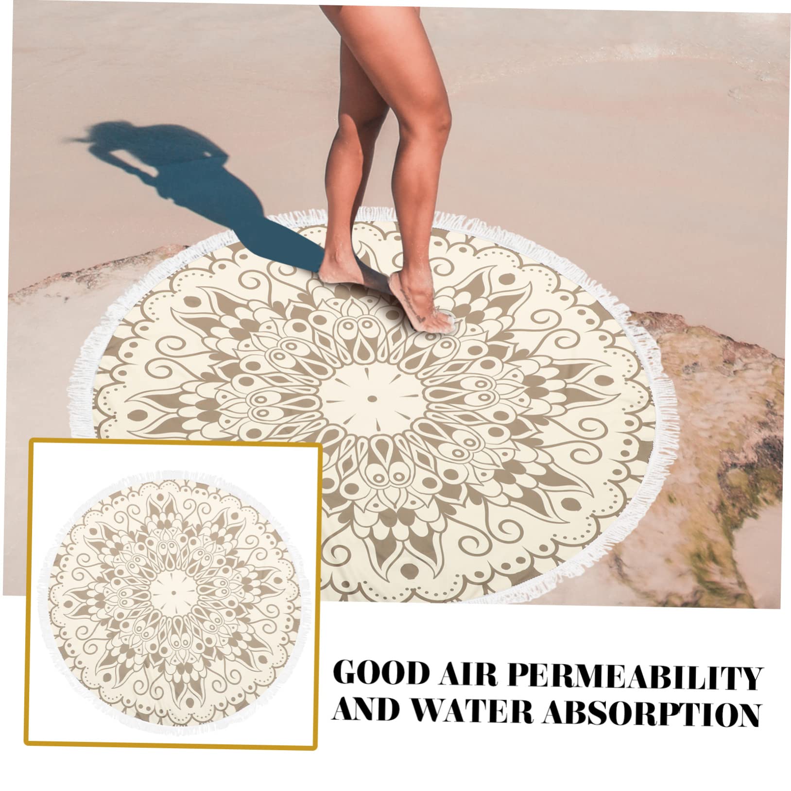 ULTECHNOVO Telo da Spiaggia Rotondo 150cm in Microfibra con Stampa Mandala
