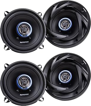 Autotek 4 Pack Street Machine 250W 5.25 Inch 2 Way Car Audio Coaxial Speakers with Neo Mylar Soft Dome Tweeters for Crystal Clear Sound