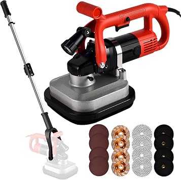 Handheld Wall Floor Sander,4" Grinding Diameter,Professional Four-Head Grinding Machine,for Workbench Polishing and Concrete Finishing RodSet