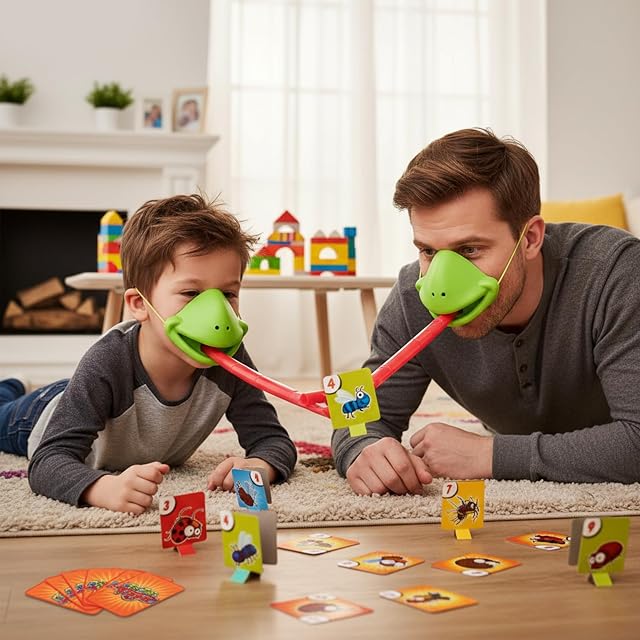 Foto 7 de 8 de Juego de mesa con lengua de rana, máscaras de rana con lengua hinchable