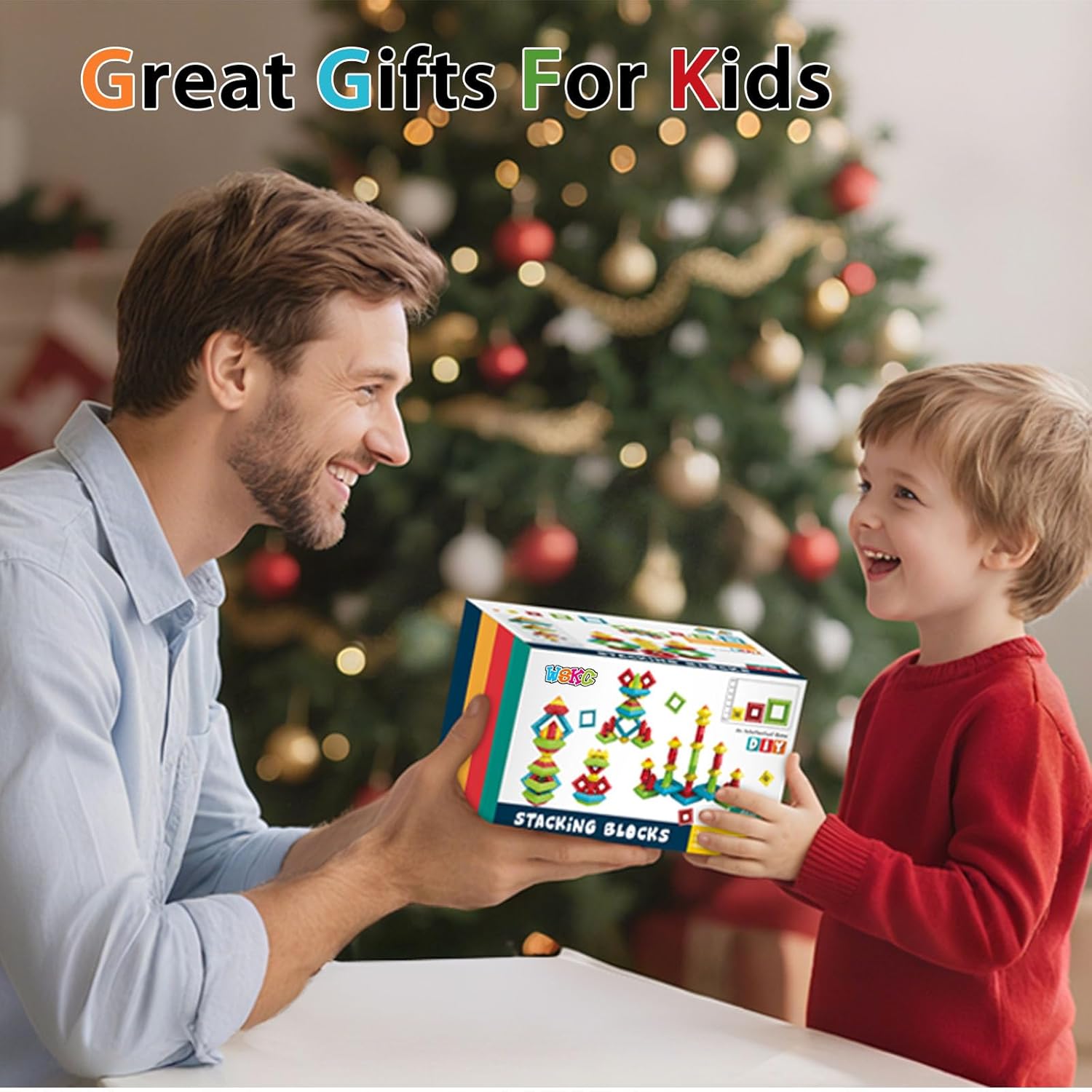 48 PCS Building Block Stacking Toys Kids 3 4 5 6 Year Old, Educational STEM Toys for Boys Girls, Developmental Learning Sensory Gifts for Birthdays
