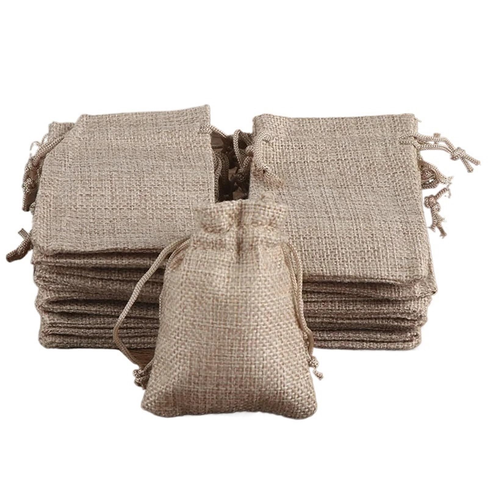 Pochon Tissu Sac en toile de jute avec cordon serrage, 50 pièces