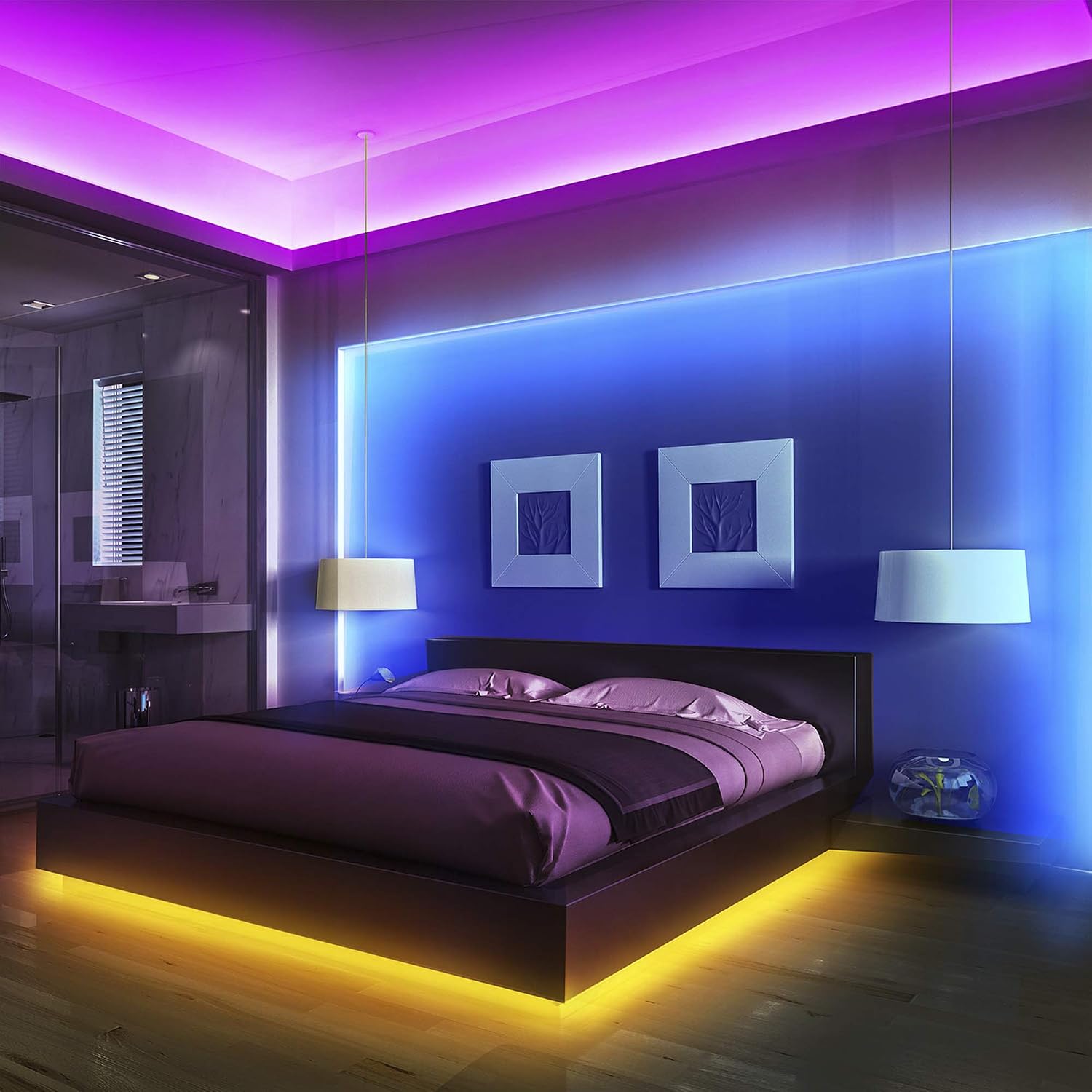 ViLSOM Led Strip Lights 16.4 Feet with 44Keys Remote and 12V Power Supply, Led Lights for Bedroom, TV, Room, Ceiling, Party, Home Decoration
