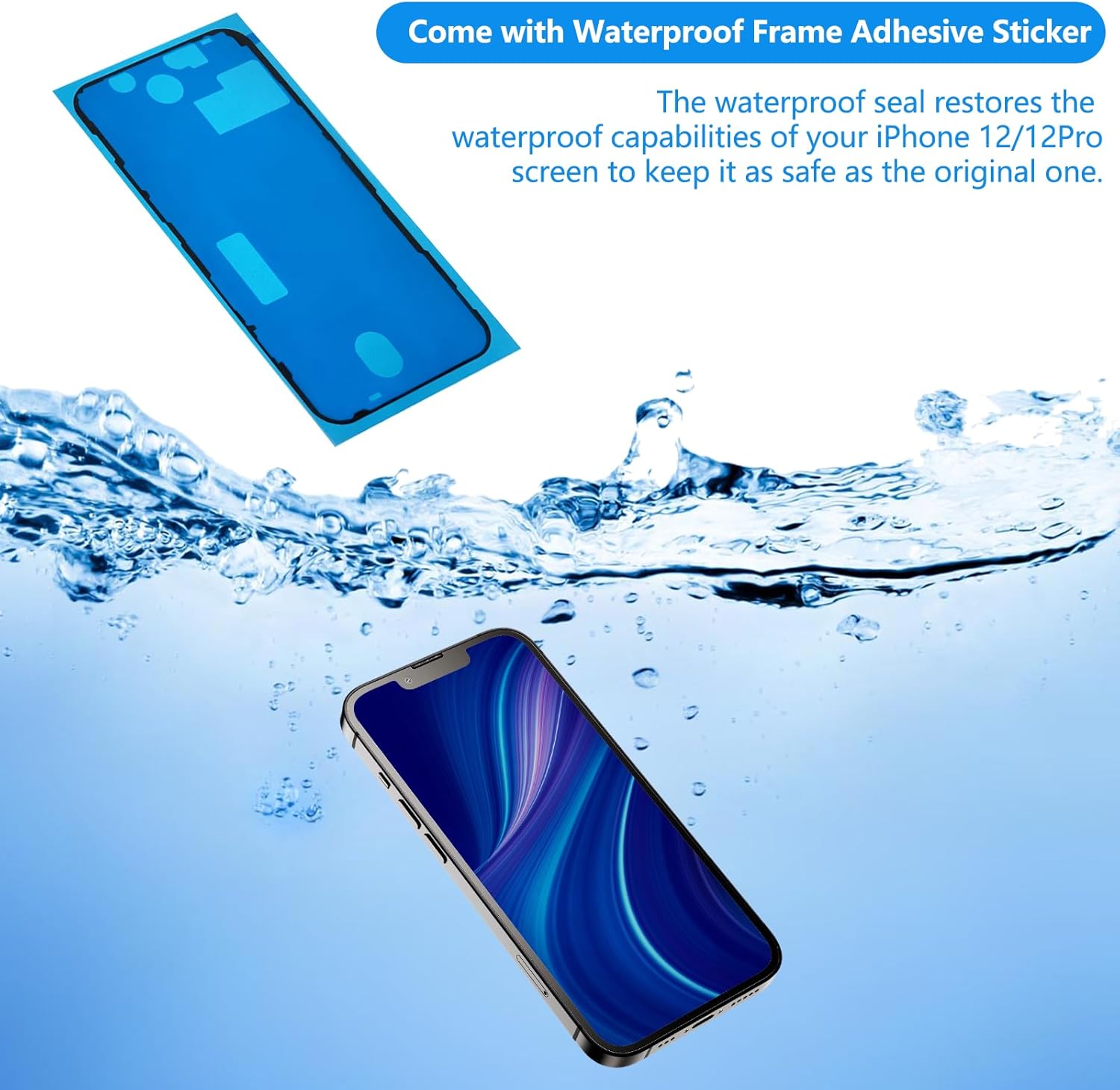 for iPhone 12/12 pro Screen Replacement Kit Black 6.1 Inch 3D Touch Digitizer Display LCD Screen Replacement Glass with Repair Tools Set for A2172, A2402, A2403, A2404