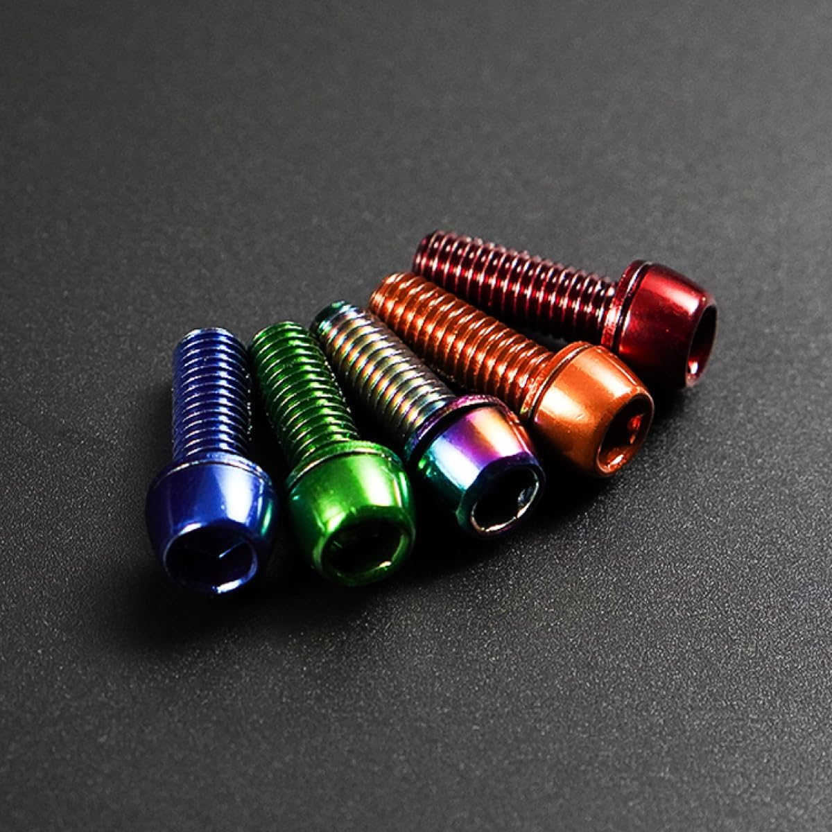 CNC MTB Caliper Bolts,Bike disc Brake Caliper Bolts M6x18mm Steel Alloy，6 Pieces（Red/Orange/Green/Blue/Rainbow）