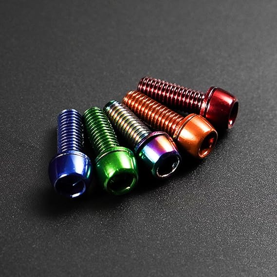 CNC MTB Caliper Bolts,Bike disc Brake Caliper Bolts M6x18mm Steel Alloy,6 Pieces(Red/Orange/Green/Blue/Rainbow)