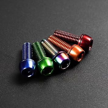 CNC MTB Caliper Bolts,Bike disc Brake Caliper Bolts M6x18mm Steel Alloy,6 Pieces(Red/Orange/Green/Blue/Rainbow)